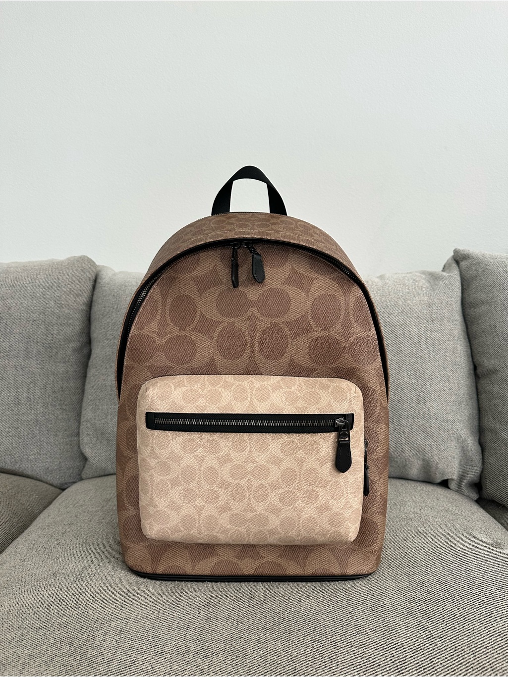 Nwt Coach Men’s West Backpack In Blocked Signature Canvas Cab59 Sand/Tan